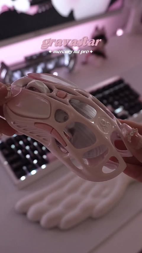 Instagram post by @cygneix for GravaStar. Caption reads: [...] pro sakura is my favorite mouse ever....