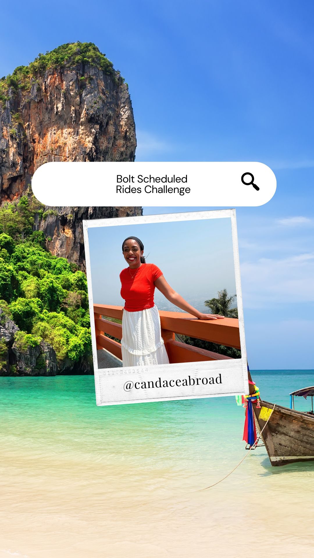 Instagram post by @candaceabroad for Bolt. Caption reads: ad @bolt_uk There’s a certain travel calm that....