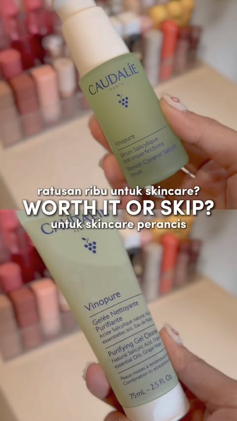 Instagram post by @byviolina for Caudalie. Caption reads: Caudalie Vinopure Gel Cleanser & Serum💚🫧

Worth....
