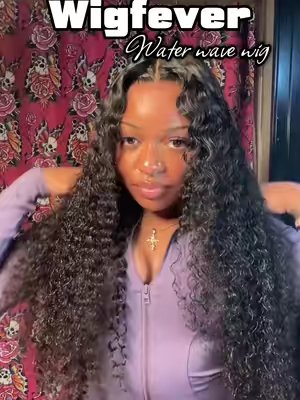 TikTok post by @rendadollx7 for Wigfever. Caption reads: 😭😍the curls are so pretty @WigFever Hair....