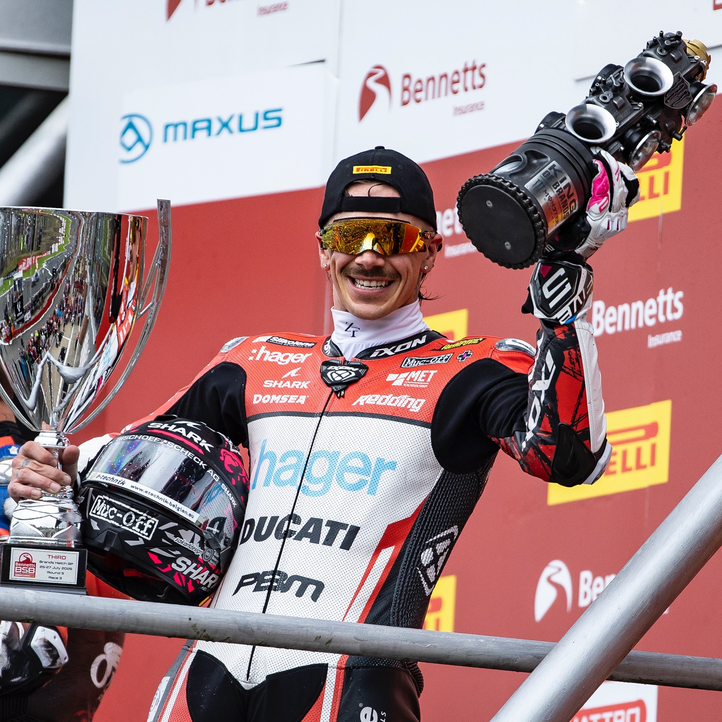 Instagram post by @hagerpbmducati for Ducati. Caption reads: The King of Brands! 👑

A P1, P2 and P3 finish in....