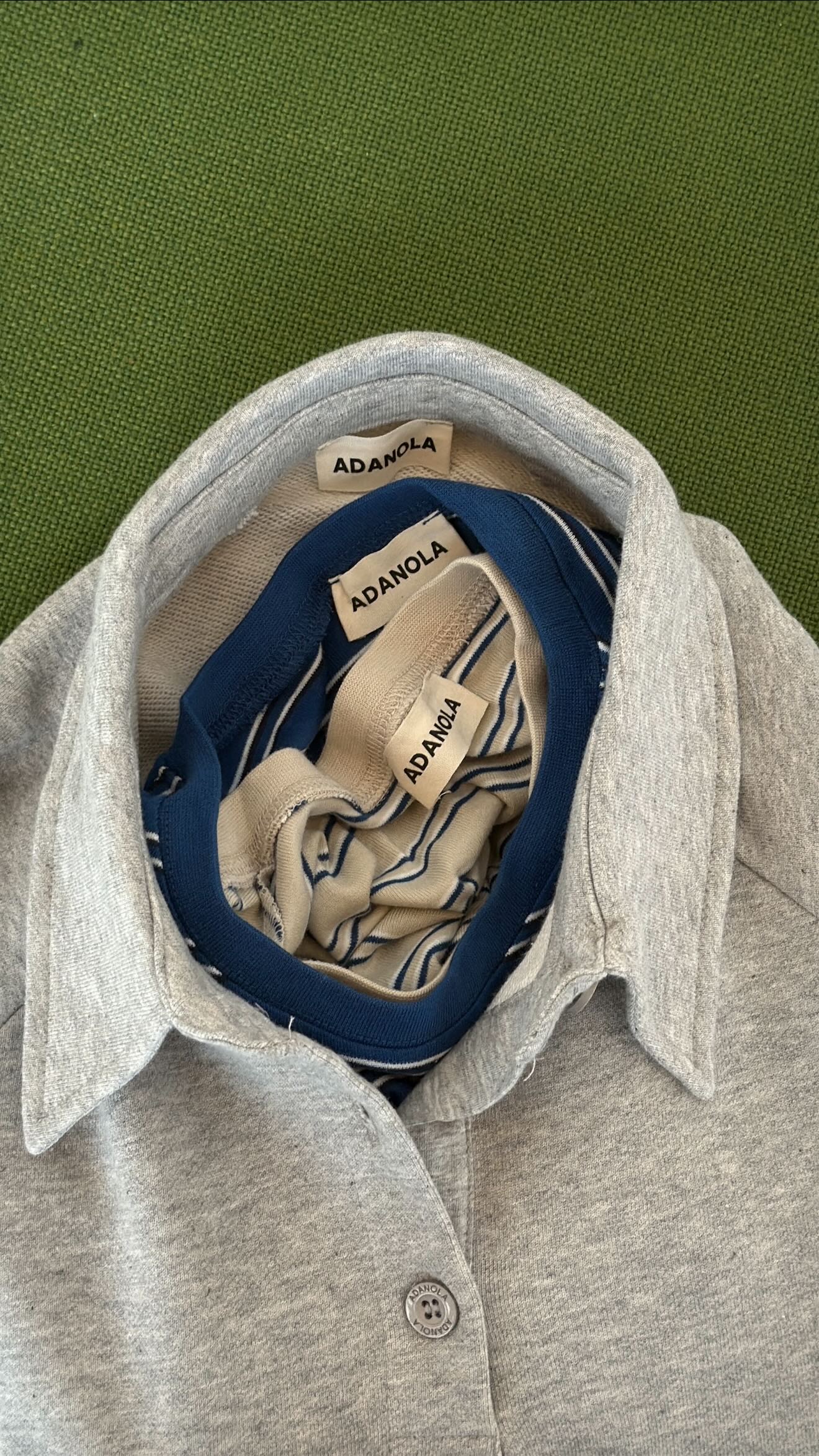 Instagram post by @amaliestar for Adanola. Caption reads: #ad - my thursday in @adanola, classic stripes....