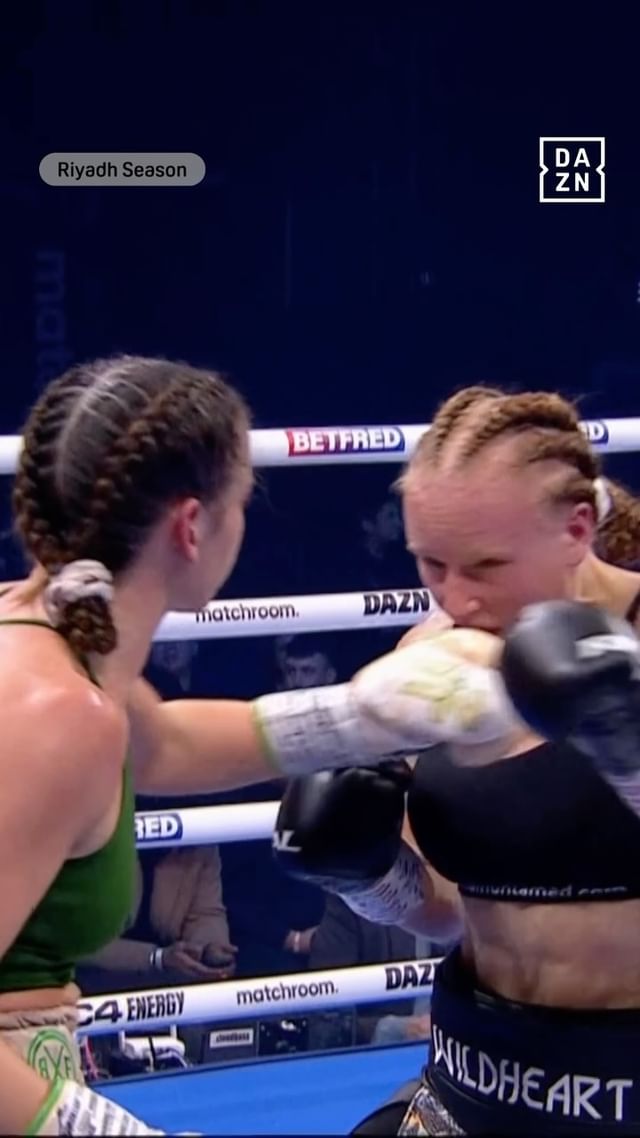 Instagram post by an influencer for DAZN Boxing. Caption reads: The champ at her best @skyebnic 👌 #BeterbievBivol....