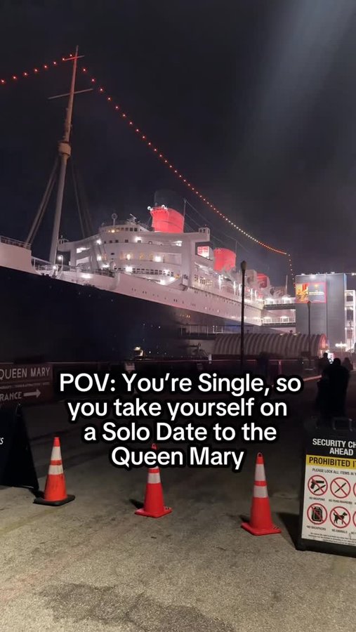 Instagram post by @noemurillo for Groupon. Caption reads: @groupon Solo Date at the Queen Mary Dark Harbor.