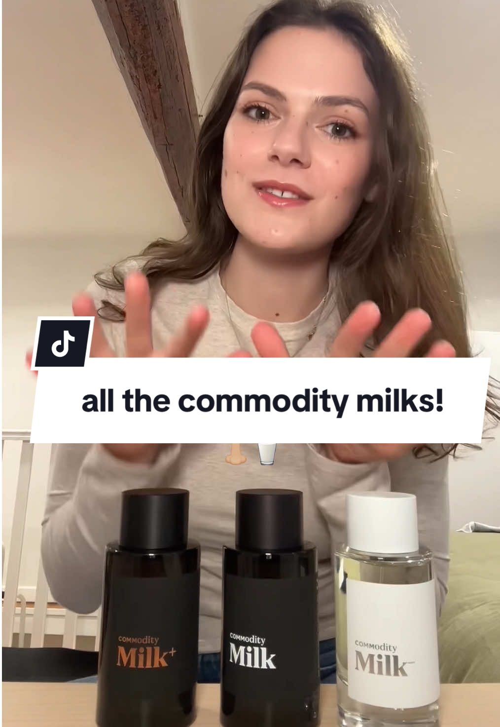 TikTok post by @perfumerism for Commodity Fragrances. Caption reads: [...] over this Milk if it spilled. @Commodity....