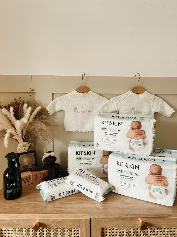 Instagram post by @thefisherwilliamsfamily for Kit & Kin. Caption reads: People have been asking what disposable nappies we....