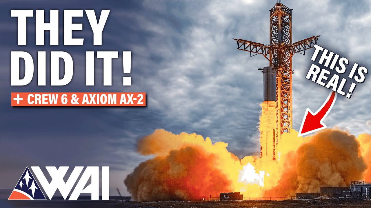 YouTube post by @Whataboutit for SpaceX. Caption reads: SpaceX Starship breaks records before LAUNCH!!....