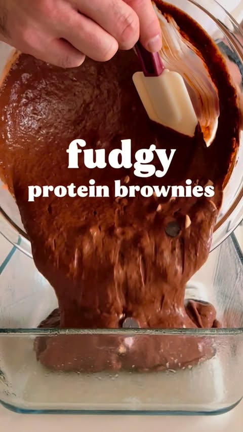 Instagram post by @bakedlean for Equip Foods. Caption reads: HIGH-PROTEIN GLUTEN FREE BROWNIES

Fudgy, rich,....
