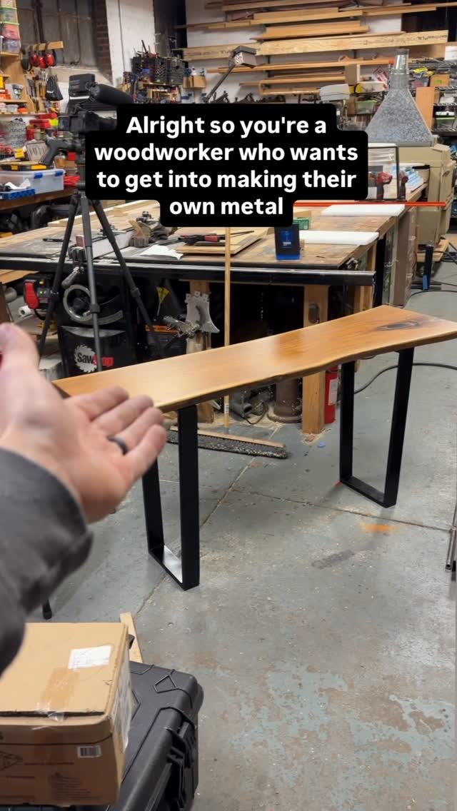 Instagram post by @makeeverythingshop for Lincoln Electric. Caption reads: Welding for woodworkers? Yes! It’s easier than you....