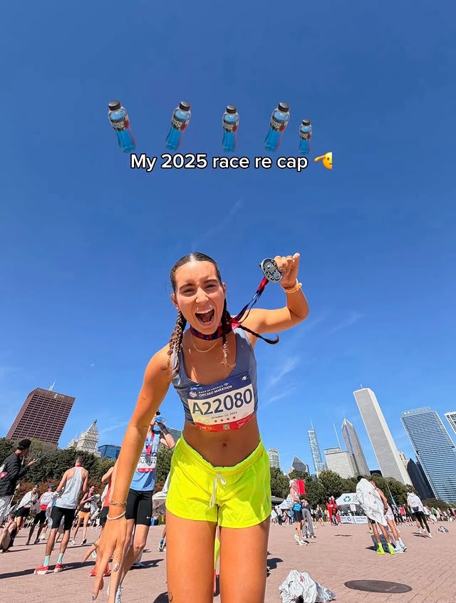 Instagram post by @marymccarths for POWERADE. Caption reads: A race wrap up of 2025 !! 💋😎🤘🏼with....