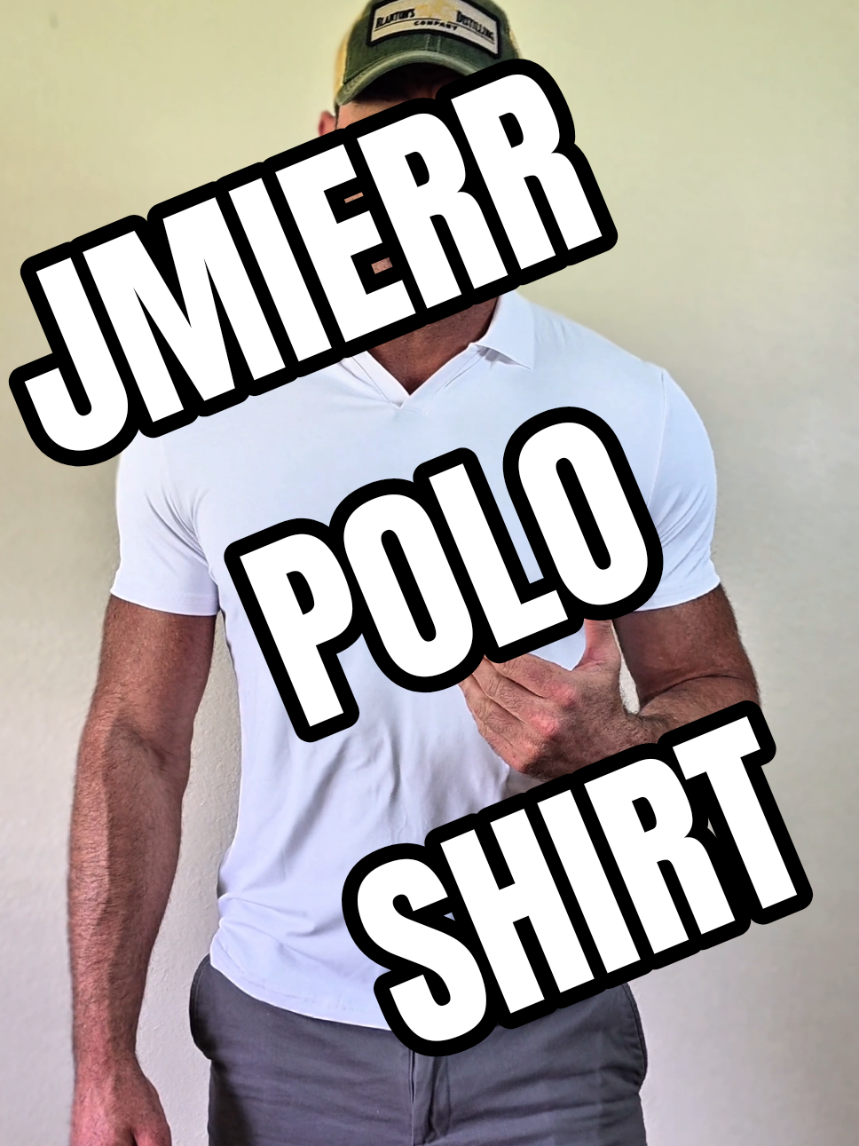 TikTok post by @_bergamont for JMIERR. Caption reads: @Jmierr Mens Casual Polo Shirt Summer Buttonless....
