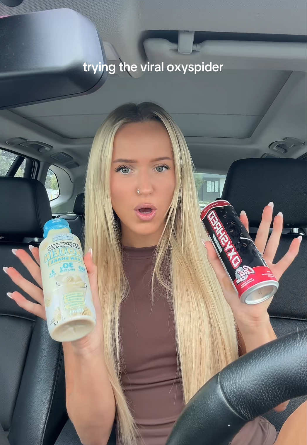 TikTok post by @lexdyerr for OxyShred Energy. Caption reads: wait no I wasn’t expecting that.. @OxyShred Energy....