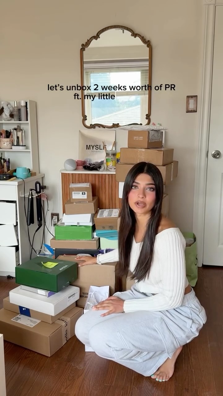 Instagram post by @maham.mlk for Lilly Lashes. Caption reads: let’s unbox 2 weeks worth of PR ft. a surprise....