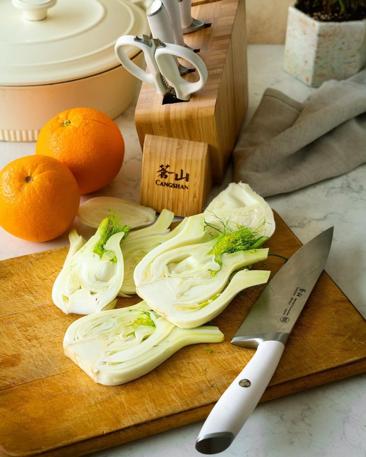 Instagram post by @annavoloshynacooks for Cangshan Cutlery. Caption reads: [...] to partner with the fantastic....