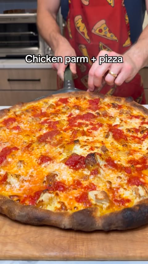 Instagram post by @davespizzaoven for King Arthur Baking Company. Caption reads: Chicken parm! My favorite Italian American dish.....