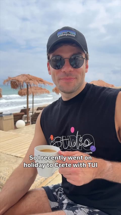 Instagram post by @joelwood for TUI. Caption reads: [...] holiday to Crete… AI gave me ideas. But a....