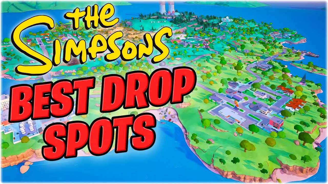 YouTube post by @TobyWanShinobi for WALLHACK. Caption reads: The BEST Solo & Duo Drop Spots in Simpsons....