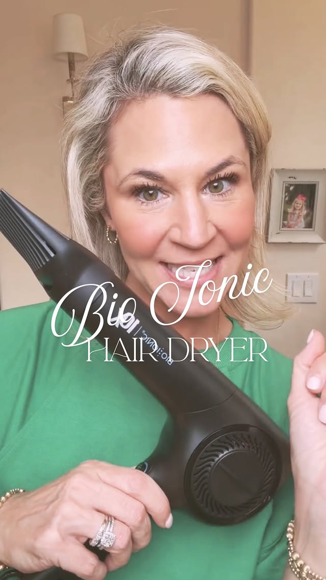 Instagram post by @ashleynjernigan for Bio Ionic. Caption reads: I’m BLOWN away by how fast the @bioionic 10x hair....