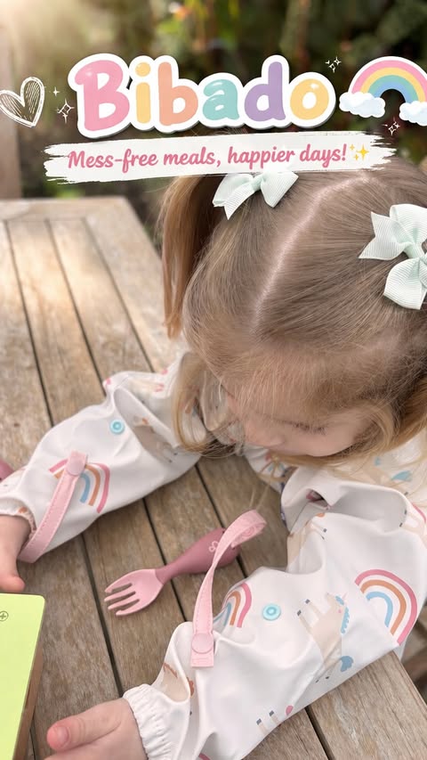 Instagram post by @thetoddlertable_ for Bibado. Caption reads: [...] to the messy, independent toddler stage....
