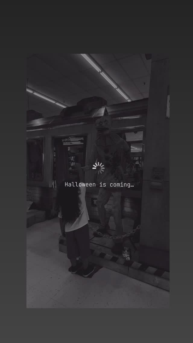 Instagram post by @nataliebeeboss for Spirit Halloween. Caption reads: Oh how we love @spirithalloween 🧡🎃💀 #fyp #reels....