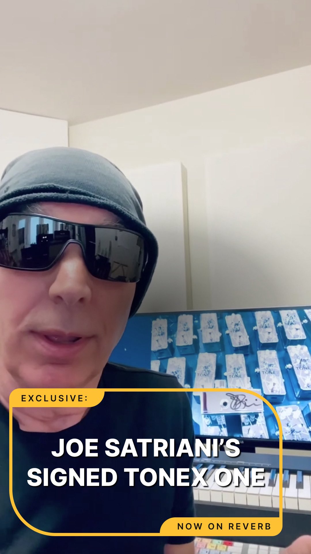 Instagram post by @joesatriani for Reverb. Caption reads: Joe Satriani has unloaded a second batch of signed....