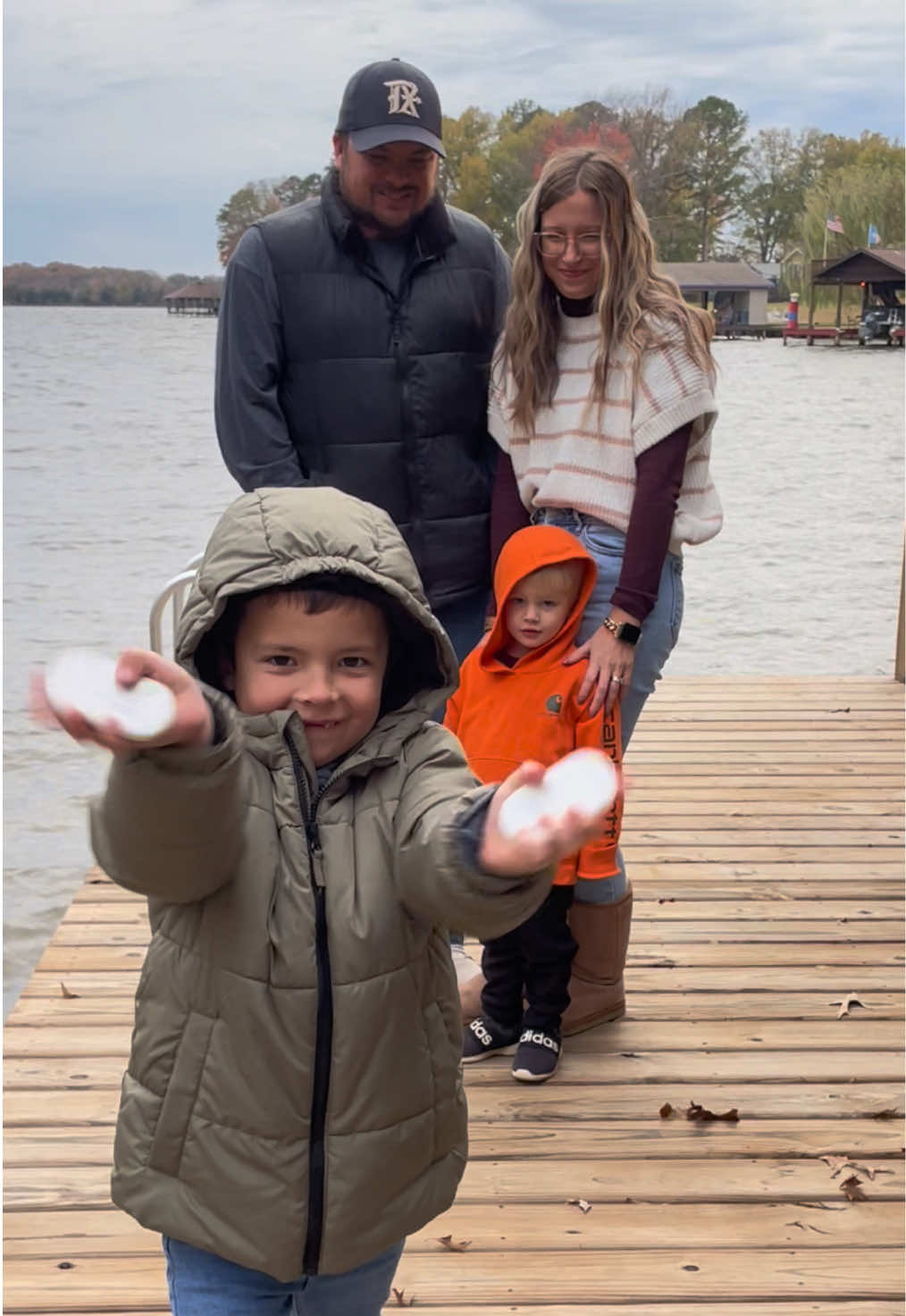 TikTok post by @stuttsfamilyfun for Ocoopa. Caption reads: Warm for the holidays! 🥰 @warmwithocoopa....