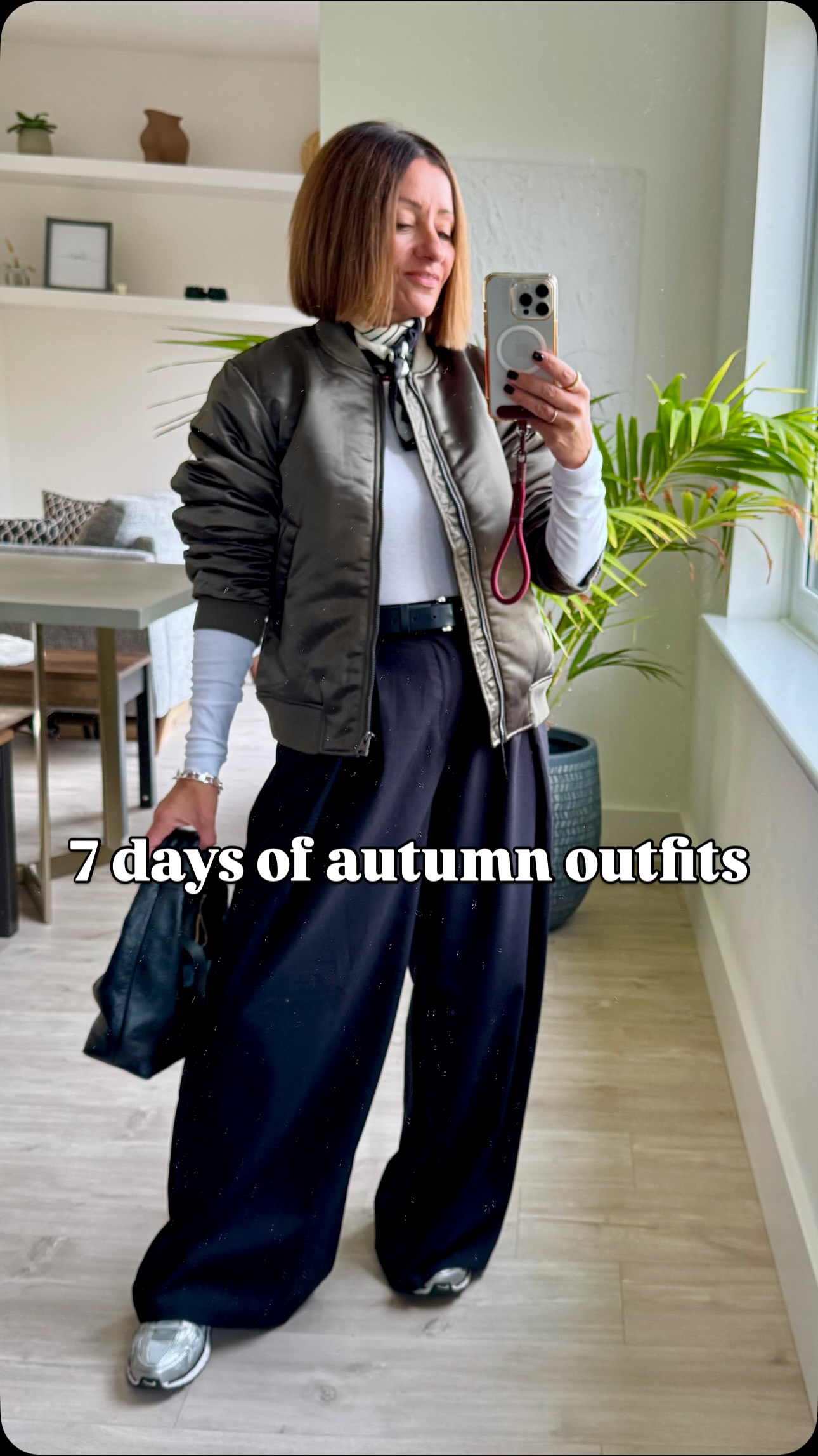 Instagram post by @missionstyle_ for ALLSAINTS. Caption reads: Day 6 of autumn outfits without using denim and....