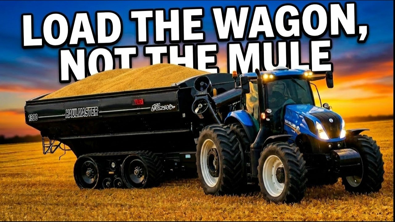 YouTube post by @griggsfarmsllc for Infraction Music. Caption reads: Load The Wagon, Not the Mule!!! Wheat Harvest #5.
