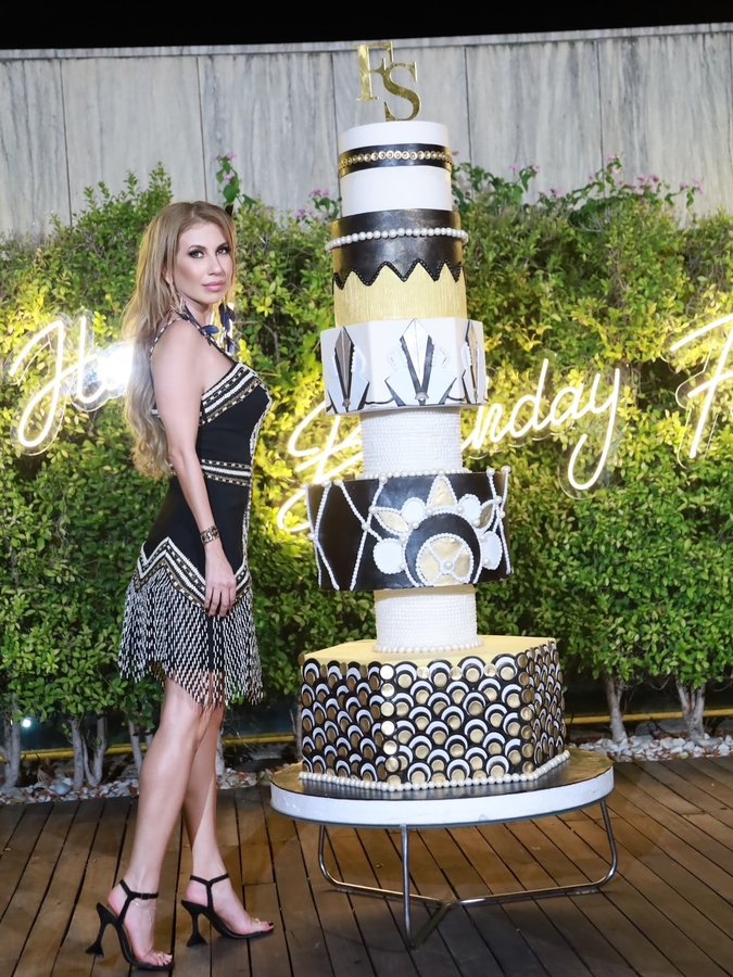 Instagram post by @fatensaadb for Elisabetta Franchi. Caption reads: Endless celebration 🎊

Dress @elisabettafranchi....