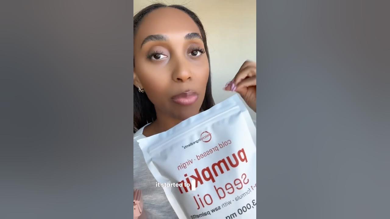 YouTube post by @hiimniasha for Micro Ingredients. Caption reads: Microingredients Pumpkin seed oil -.
