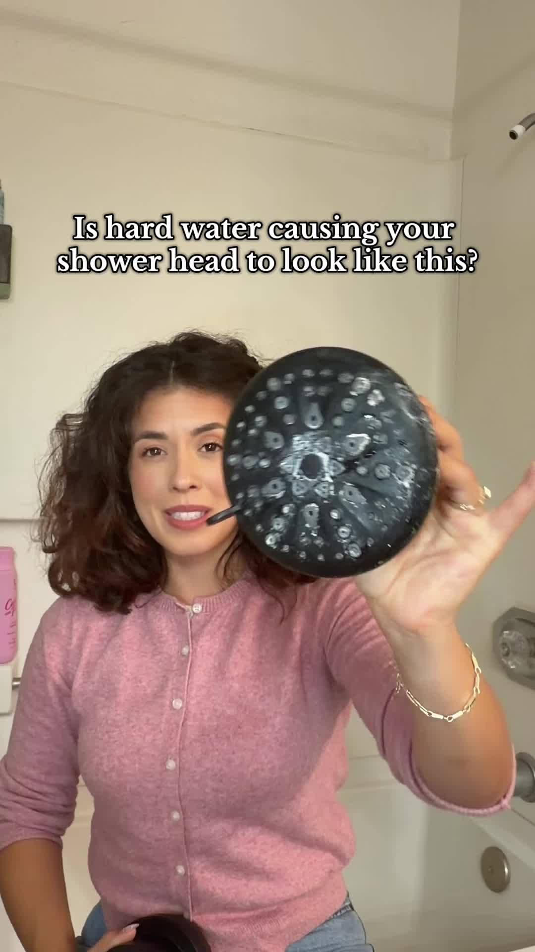 TikTok post by @aureliarenee for Eskiin. Caption reads: Thank You @eskiin🚿 My apartment shower revamp is....