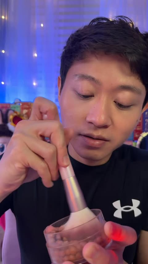 Instagram post by @johnniibeanasmr for Kaja Beauty. Caption reads: Let me help you! Blush stamp from @kajabeauty....