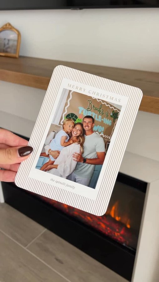 Instagram post by @cass.spinelli for Shutterfly. Caption reads: Holiday cards made turt-ally cute with @shutterfly....