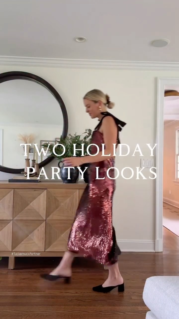 Instagram post by @styledsnapshots for tuckernuck. Caption reads: [...] or fall/winter wedding guest dress....