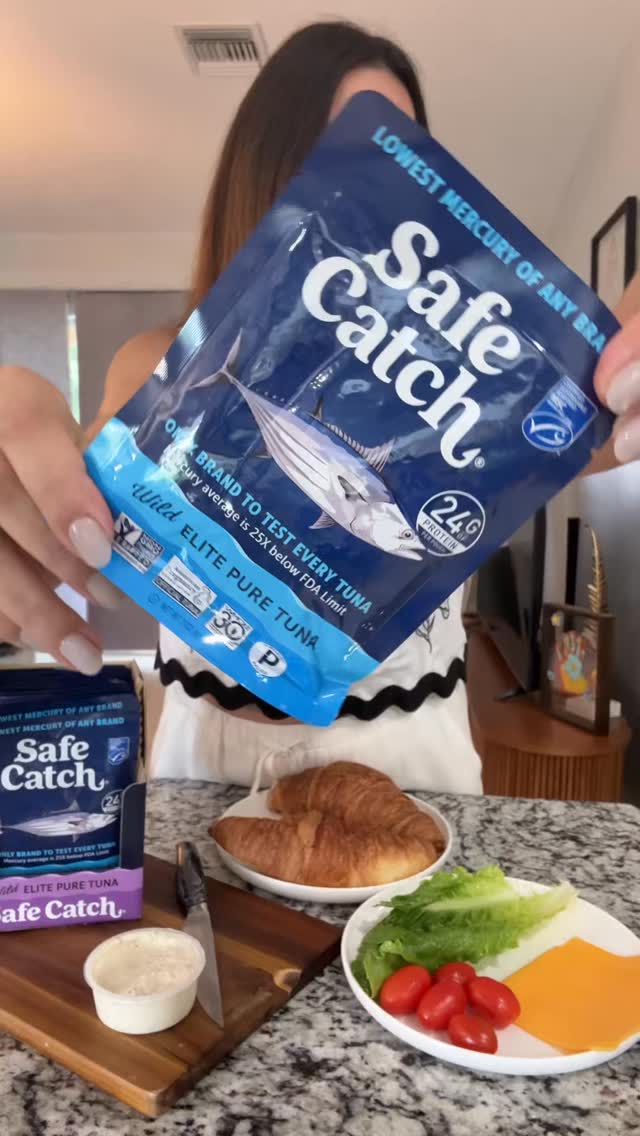 Instagram post by an influencer for Safe Catch. Caption reads: Love @safecatchfoods seafood — they test [...].