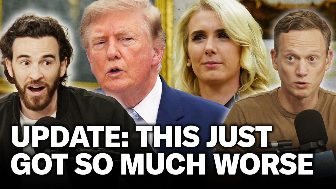 YouTube post by @podsaveamerica for PDS Debt. Caption reads: UPDATE: Trump CAUGHT in Growing Scandal Over Young....