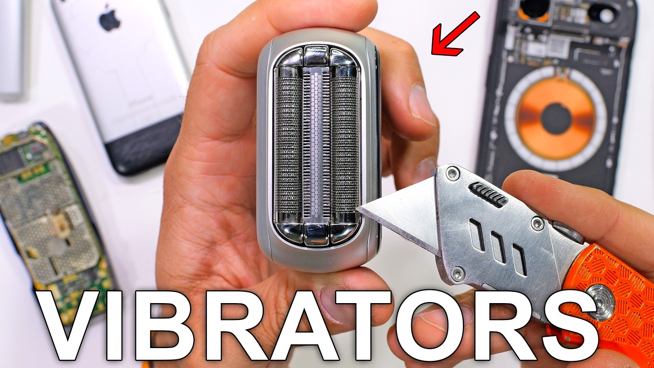 YouTube post by @JerryRigEverything for iFixit. Caption reads: The Truth about Vibrators....