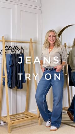 Instagram post by @whatkathydidnext for Baukjen. Caption reads: Ad 👖Hands up who else hates jeans shopping?!....