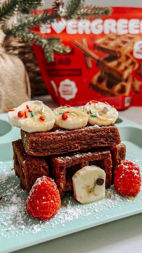 Instagram post by @raising_littlekings for Eat Evergreen. Caption reads: #sponsored 

Gingerbread houses for breakfast?!....