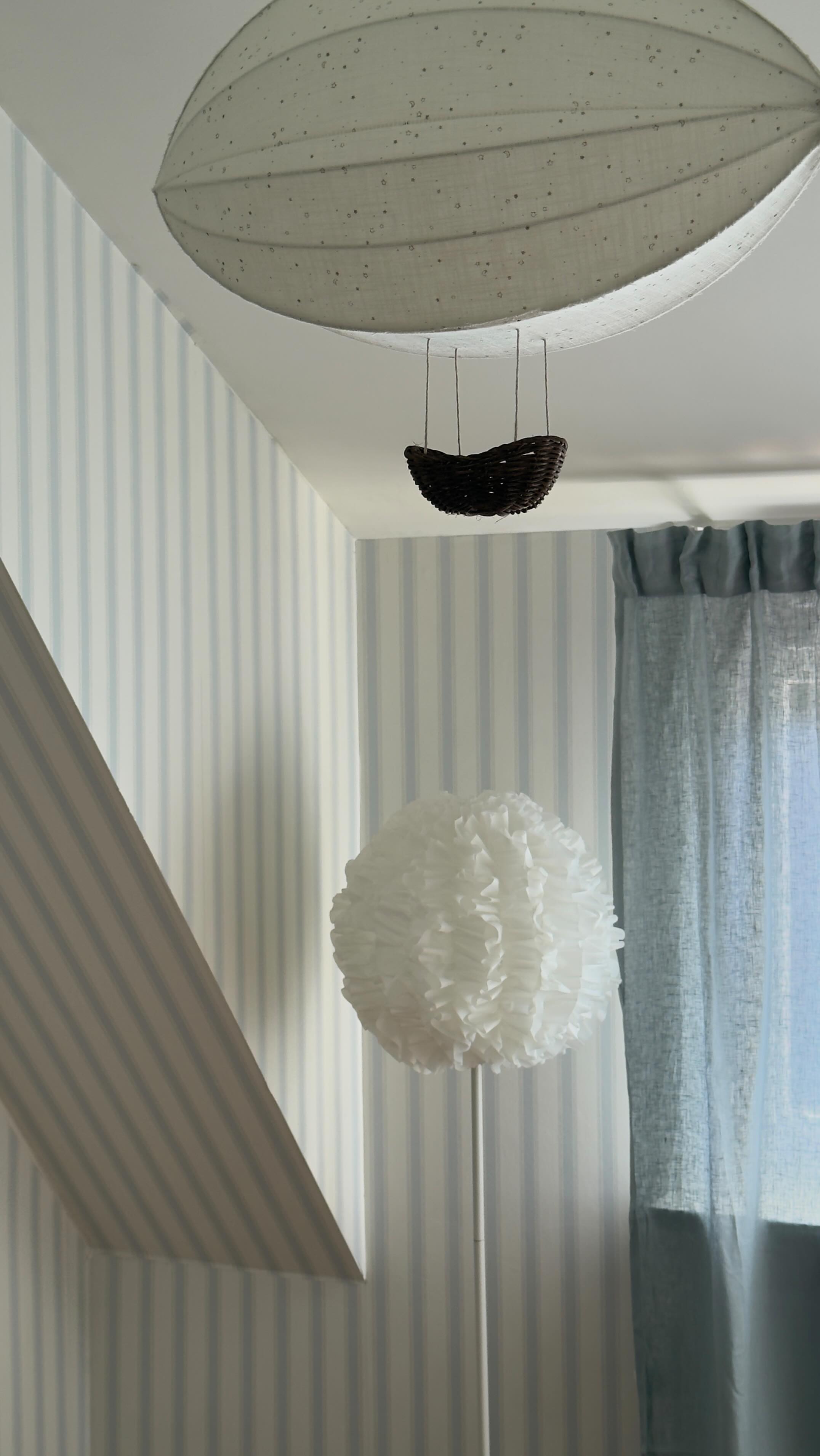 Instagram post by @iamzoebrown for Sandberg Wallpaper. Caption reads: Baby boy’s nursery in the works 🪜🍼, this feels....