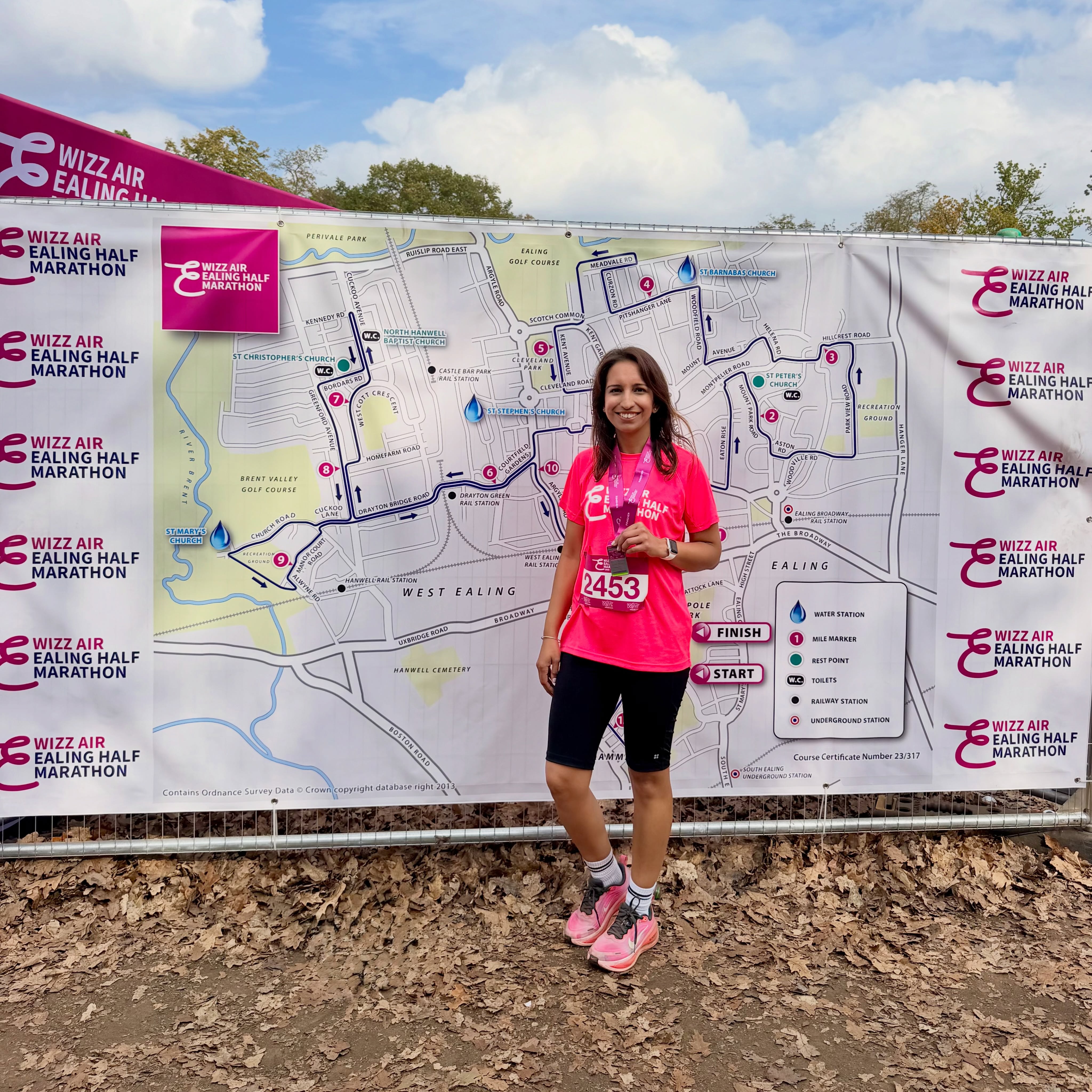 Instagram post by @lovlinainlondon for WHERE TO London. Caption reads: Ealing Half Marathon 🏃‍♀️✅ I first ran the Ealing....