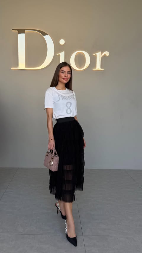 Instagram post by @daphnila for Dior. Caption reads: On my way to the private @dior event - SS26....