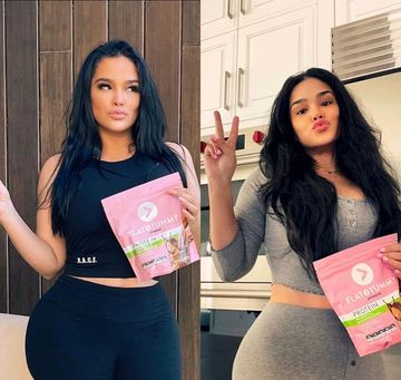 Instagram post by @emilyb_ for Flat Tummy Co. Caption reads: #ad @flattummyco just launched probiotics and....