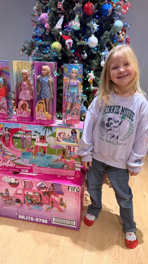 Instagram post by @craigfamilyblog for Mattel. Caption reads: For Christmas Emmy received a huge bundle of....