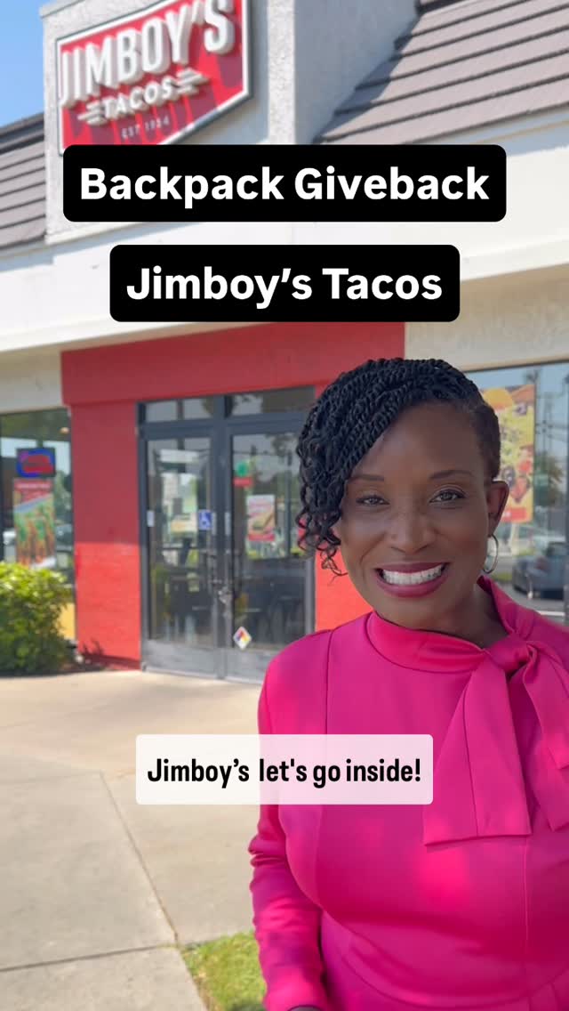 Instagram post by @gooddaysac for CBS News. Caption reads: Join us for the Backpack Giveback benefiting....