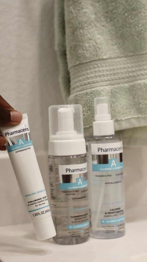 Instagram post by @itsdonnyanegera for Pharmaceris. Caption reads: Just found my new skincare obsession 👀💧 I’ve....