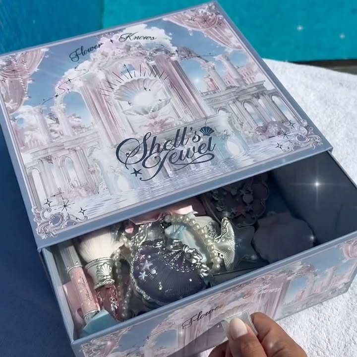Instagram post by @magdamamulashvili for Flower Knows. Caption reads: Love it this cosmetics 🐚🙈🤍 @flowerknows_global....