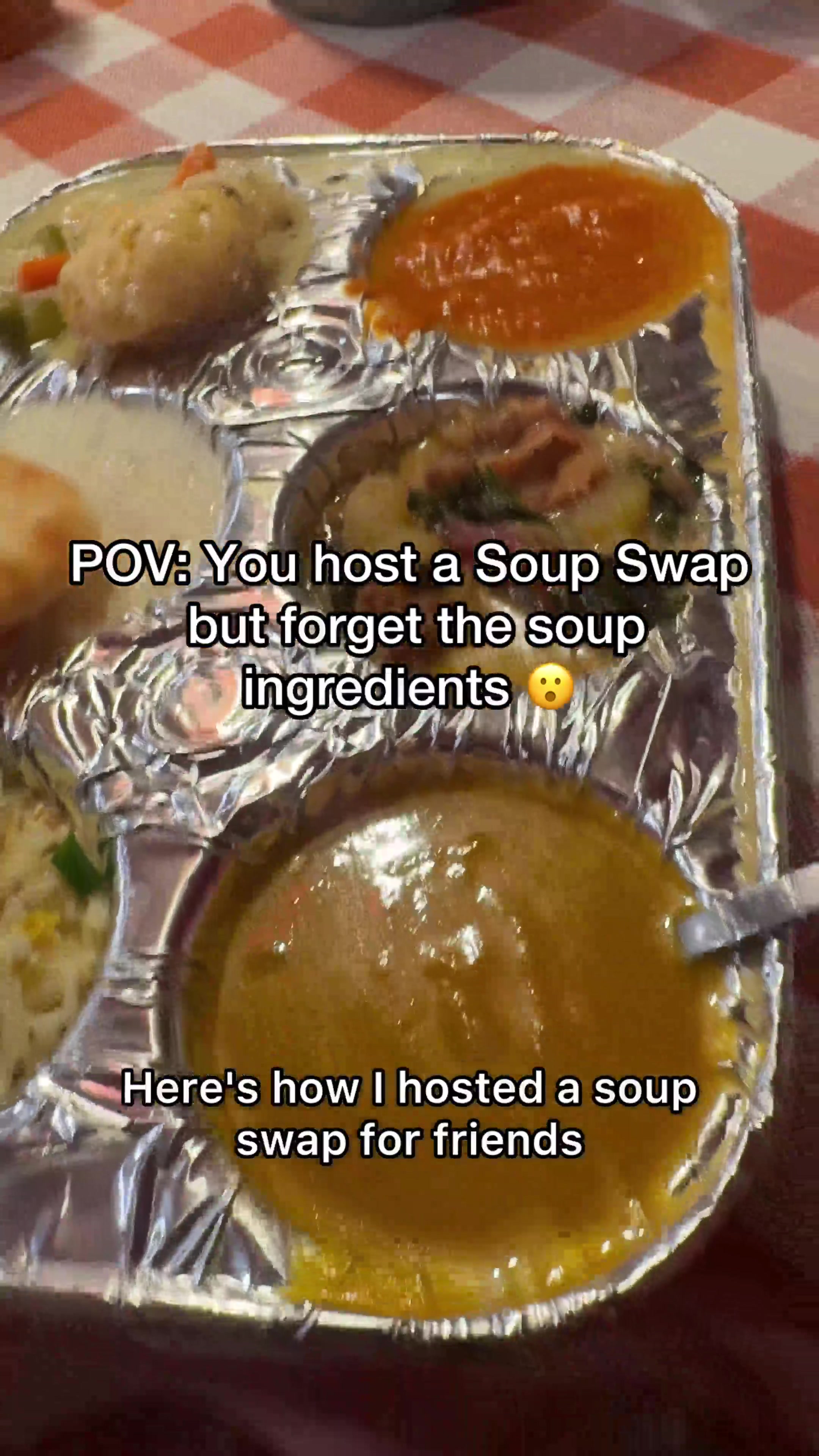 TikTok post by @bonjourbecky for Safeway. Caption reads: #SafewayPartner This Soup Swap was brought to me....