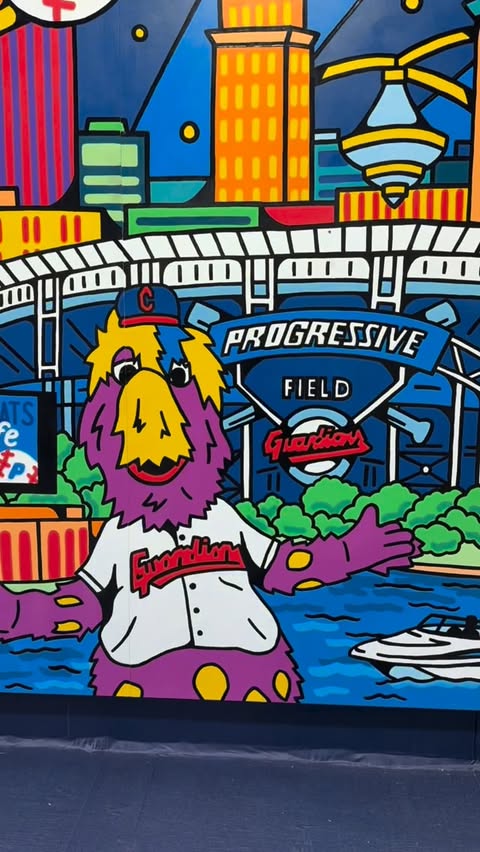 Instagram post by @lisa_quine for Progressive Insurance. Caption reads: HAPPY OPENING DAY!! ⚾️🏟️✨ I got to paint my 3rd....