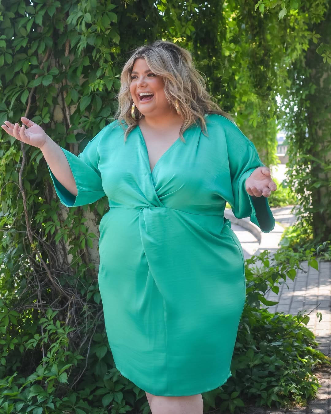 Instagram post by @curvyabbyelisabeth for Lane Bryant. Caption reads: @lanebryant has all the dresses for your special....